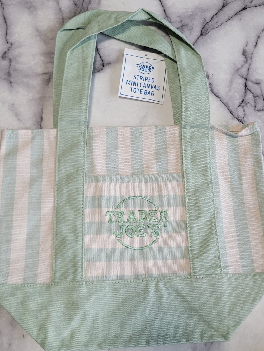 Trader Joe's Striped Mini Canvas Tote Bag NWT
